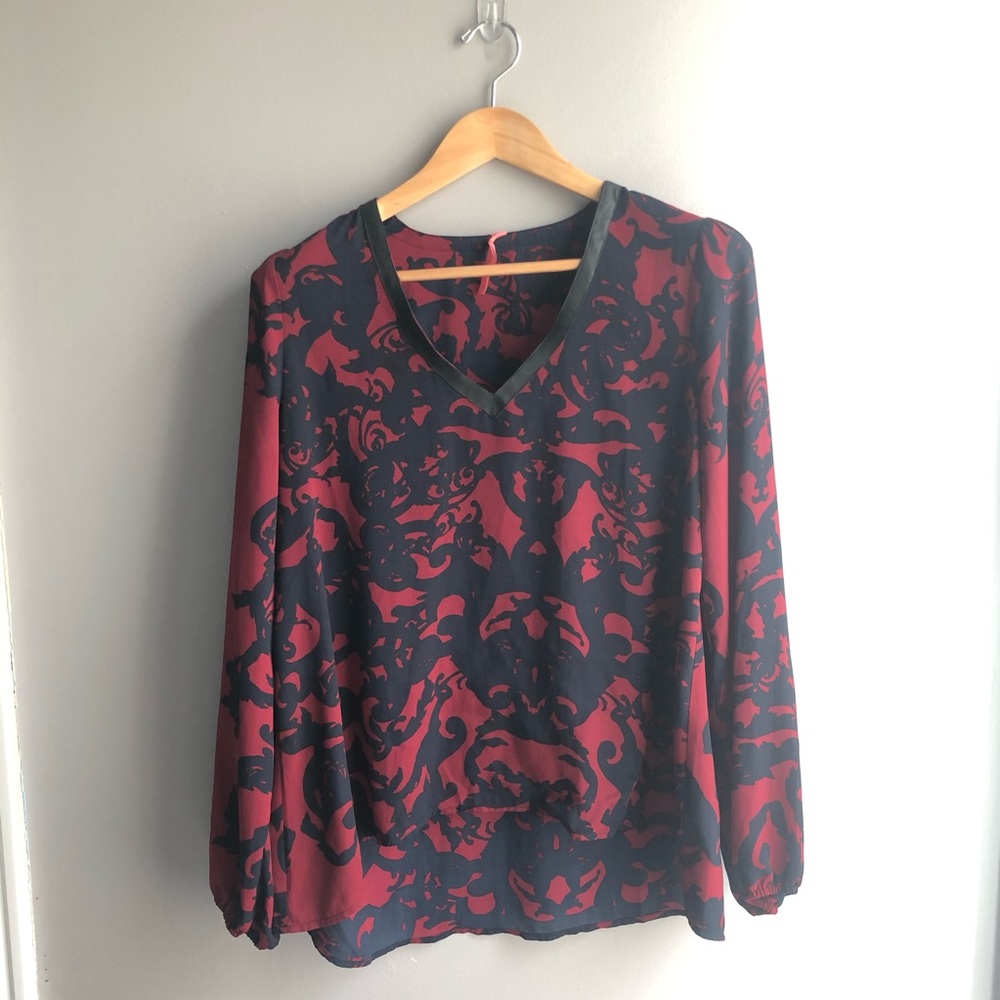 Eight Sixty Burgundy and Navy Blouse